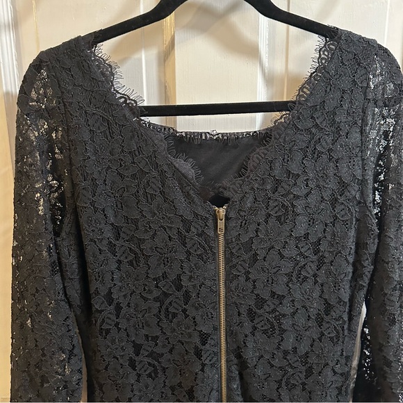 EUC Diane von Furstenburg Black Lace Zarita Sheath Dress Full Zip Back - Picture 9 of 16